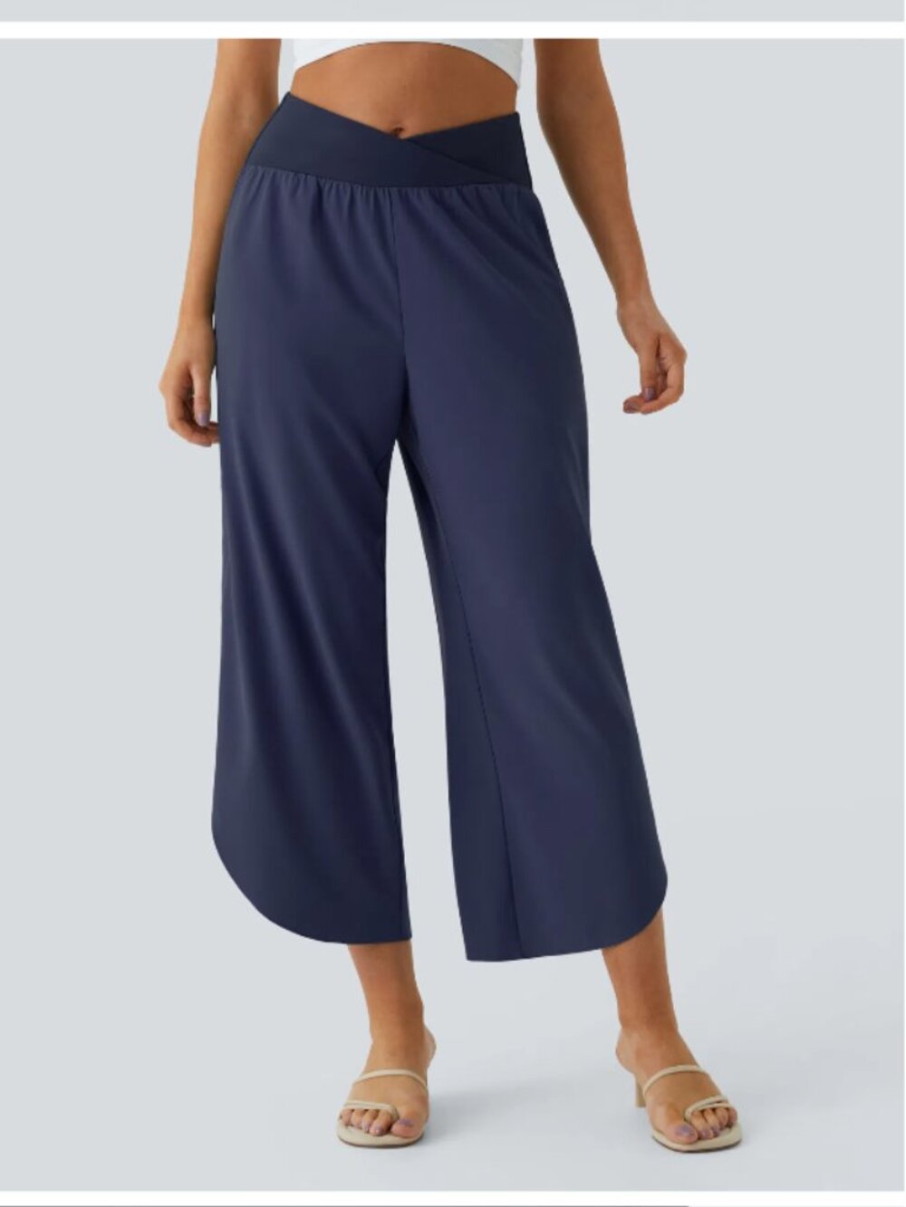 NWT Halara Breezeful™ High Waisted Crossover Quick Dry Resort Pants Navy Blue S